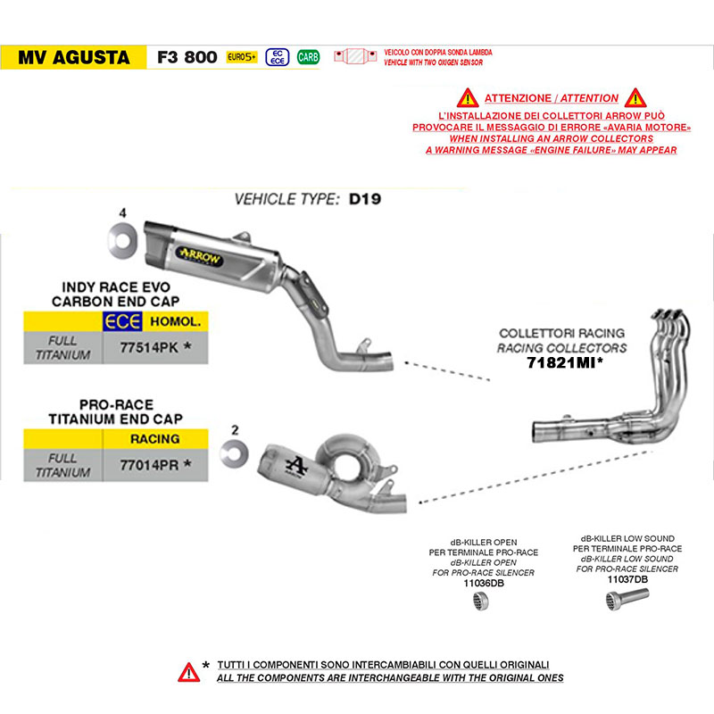Kit DB Killer largo escape Arrow Pro-Race MV Agusta F3 800