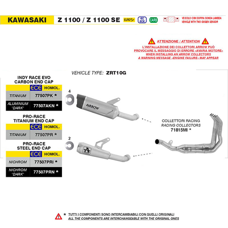 Escape Pro-Race titanio Kawasaki Z1100 / Z1100SE 2025-2026