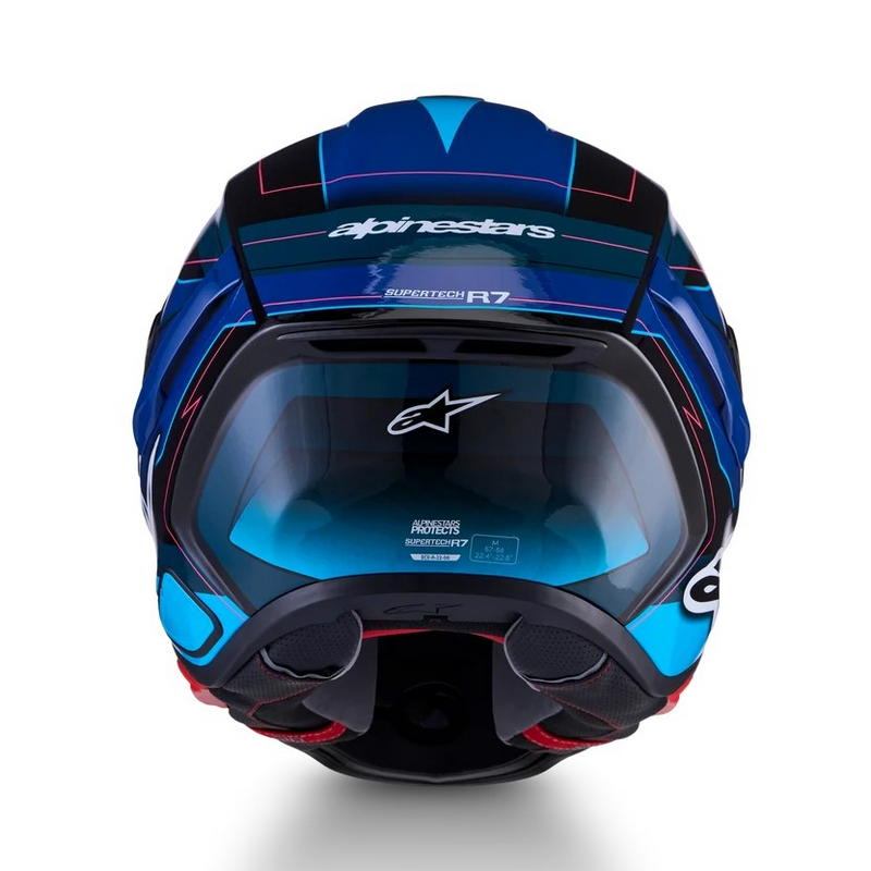 Casco Alpinestars S-R7 Kinetis negro-azul-rosa flúor-blanco