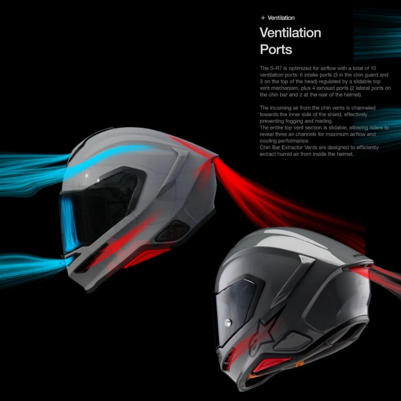 Casco Alpinestars S-R7 Kinetis negro-azul-rosa flúor-blanco