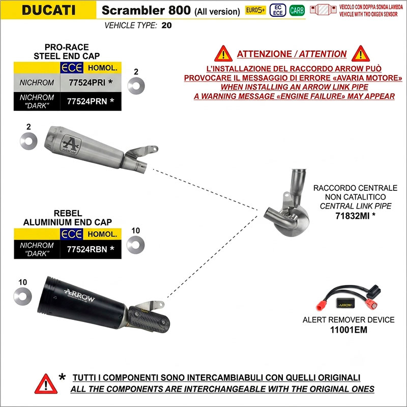 Escape Rebel con fondo en aluminio Dark Ducati Scrambler 800 2025 - 2026
