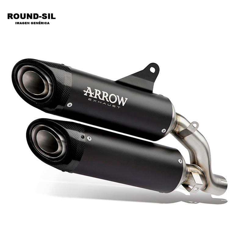 Kit escapes racing Round Sil titanio Dark fondo carbono con conector acero Ducati Monster 890 V2