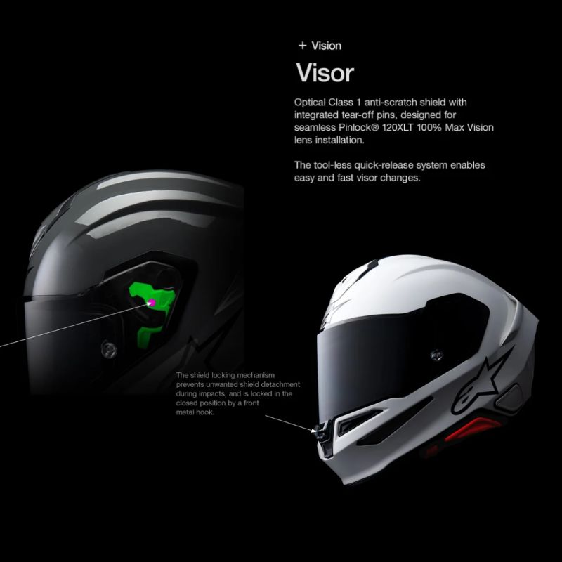 Casco Alpinestars S-R7 Kinetis negro-azul-rosa flúor-blanco