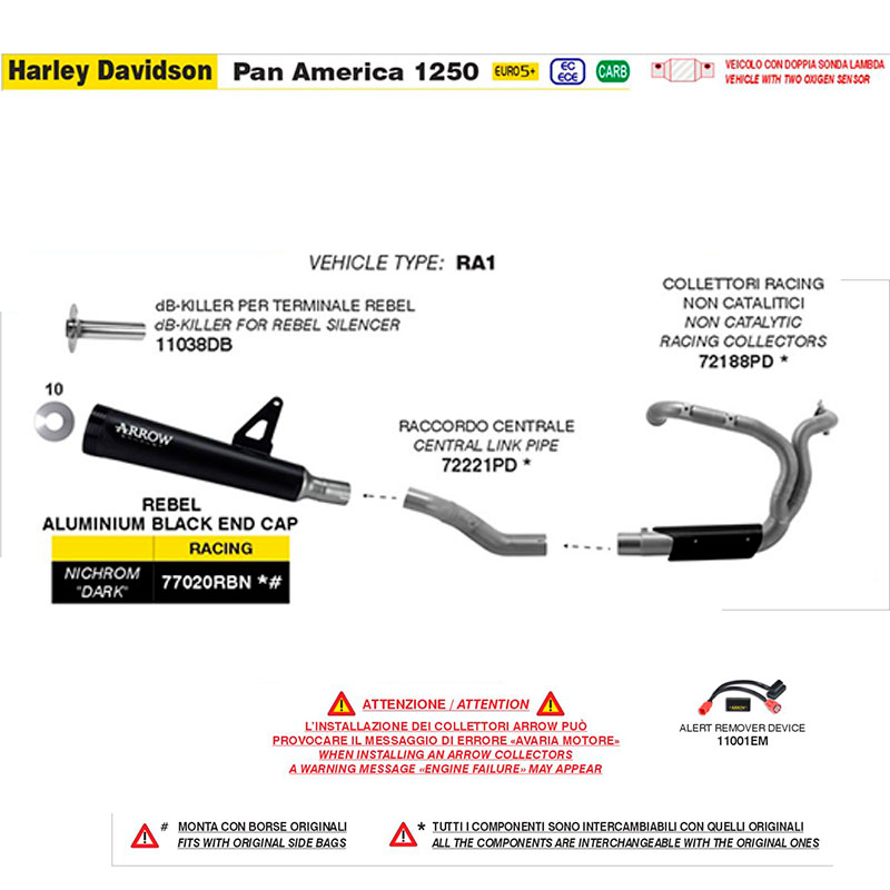 Escape racing Rebel Dark fondo aluminio Harley Davidson RA1250 Pan America 2026