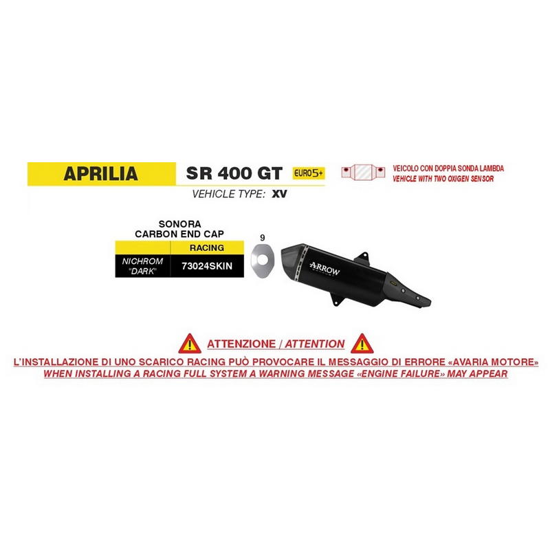 Escape homologado Sonora Nichrom Dark Aprilia SR 400 GT 2026+
