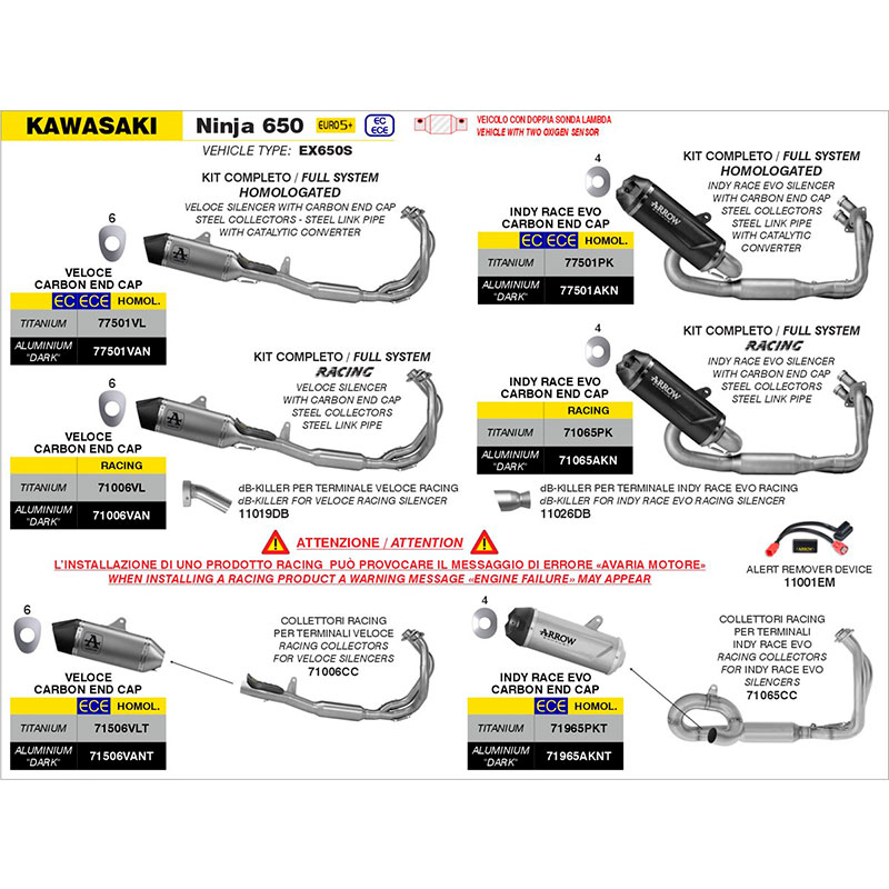 Colectores racing acero escape Veloce Kawasaki Ninja 650 - Z650 2024-2026