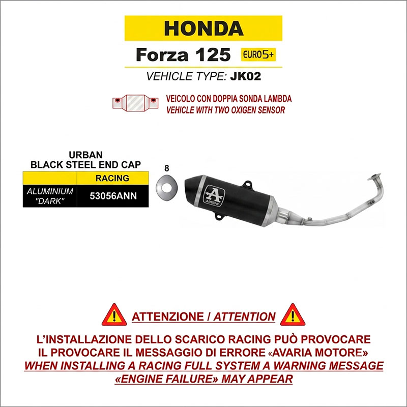 Kit completo con escape Urban aluminio Dark Honda Forza 125 2025-2026